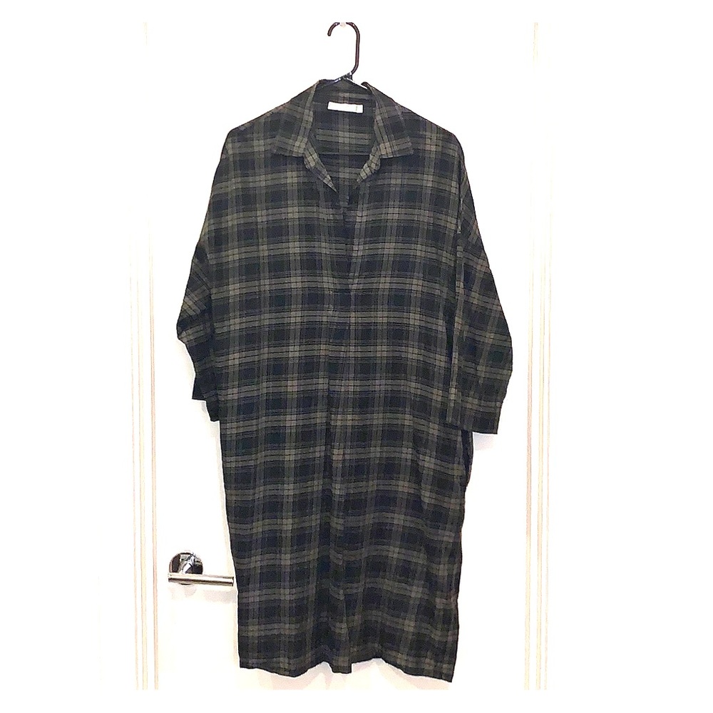 Vince plaid cocoon, drop shoulder dress